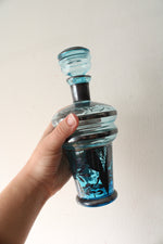 Vintage Blue & Silver Liquor Decanter & Shot Glasses Set