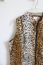 Jordan Fuzzy Leopard Print Full Zip Vest | M