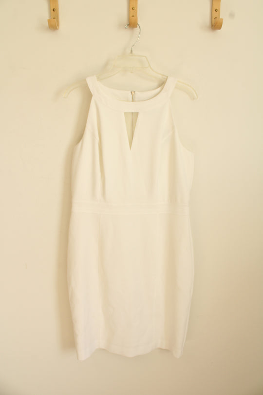NEW White House Black Market White Cutout Mesh Sheath Dress | 10