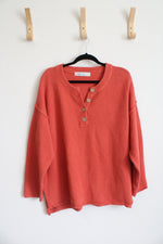 FP Beach Orange Knit Henley Sweater | M