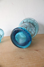 Vintage Blue & Silver Liquor Decanter & Shot Glasses Set