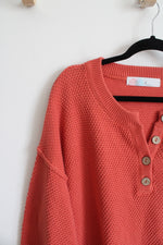 FP Beach Orange Knit Henley Sweater | M