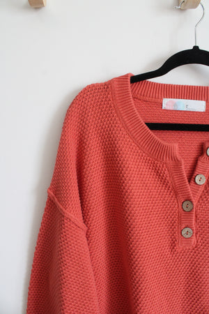 FP Beach Orange Knit Henley Sweater | M