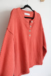 FP Beach Orange Knit Henley Sweater | M