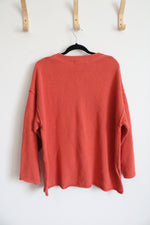 FP Beach Orange Knit Henley Sweater | M