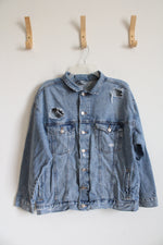&Denim Distressed Denim Jacket | M