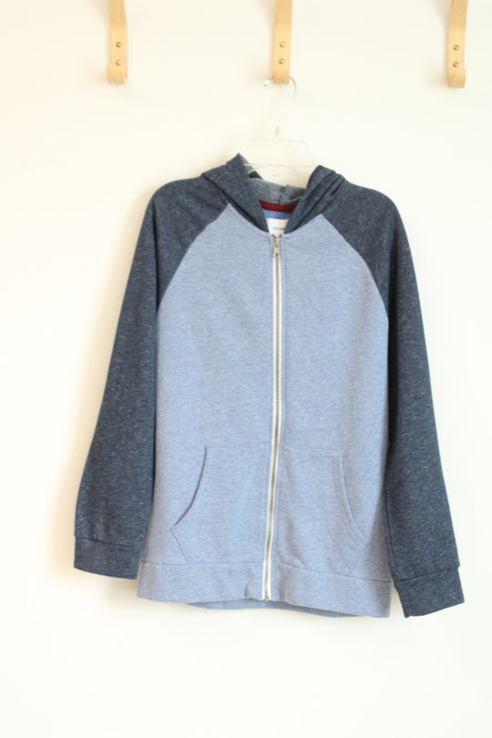 Old Navy Blue Raglan Full Zip Hoodie Sweatshirt | Youth XL
