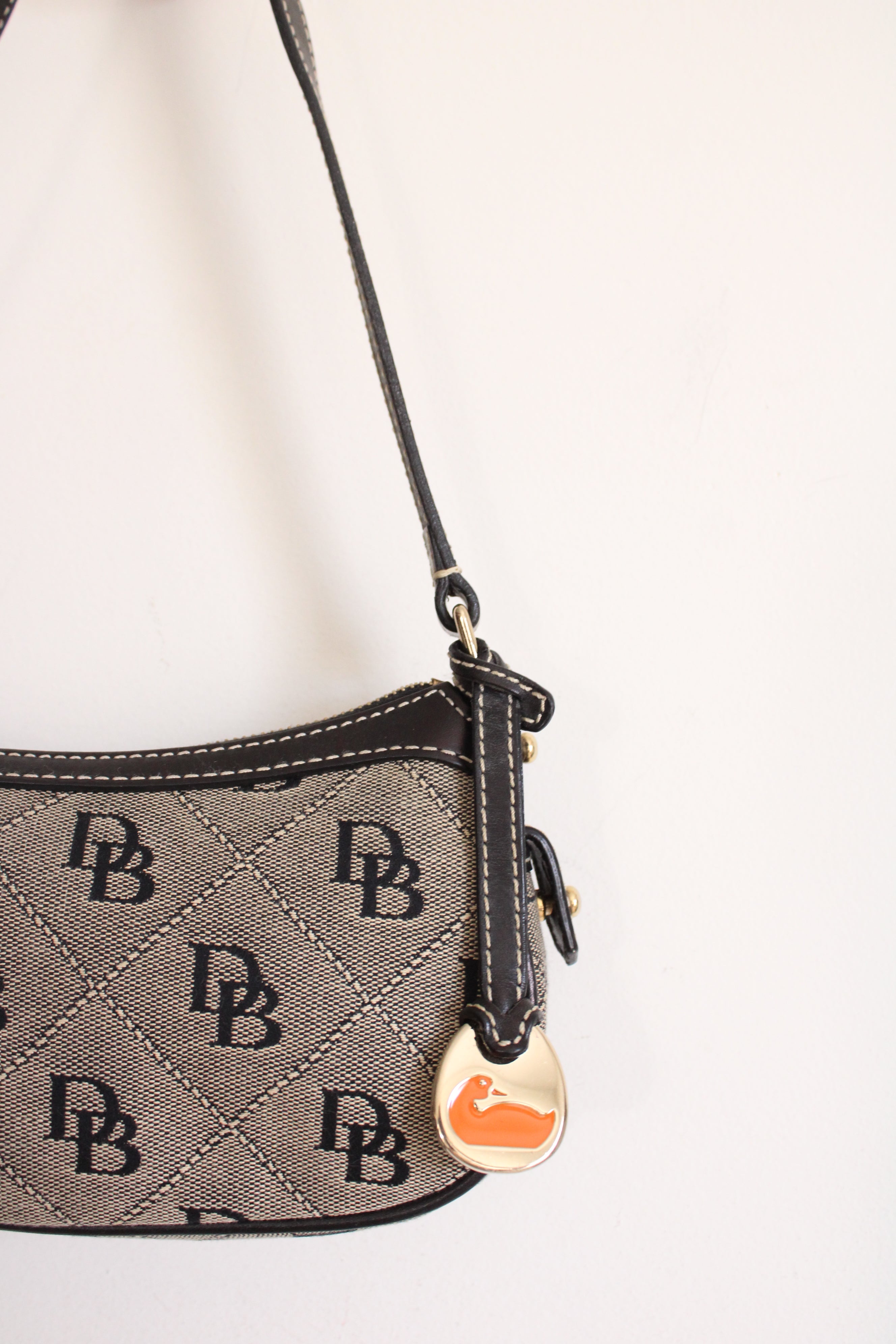 Dooney & Bourke Tan Black Signature Mini Shoulder Bag