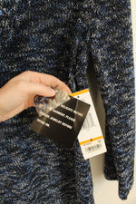 NEW Jones New York Blue Black and Silver Knit Cowl Neck Sweater | S