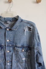 &Denim Distressed Denim Jacket | M