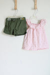 Carter's Pink & Green Shorts & Top 2 Piece Set | 3T