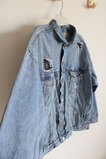 &Denim Distressed Denim Jacket | M