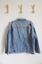 &Denim Distressed Denim Jacket | M