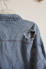 &Denim Distressed Denim Jacket | M