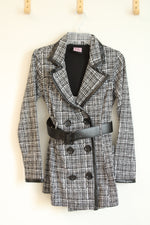 LA Kitty Black & White Tweed With Faux Leather Trim Jacket | M
