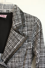 LA Kitty Black & White Tweed With Faux Leather Trim Jacket | M