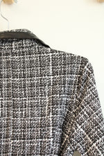 LA Kitty Black & White Tweed With Faux Leather Trim Jacket | M