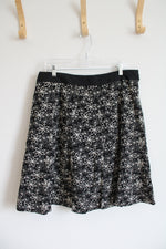 Christopher & Banks Tan Embroidered Linen Blend Floral Skirt | 14