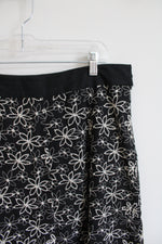 Christopher & Banks Tan Embroidered Linen Blend Floral Skirt | 14