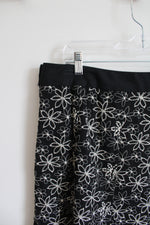 Christopher & Banks Tan Embroidered Linen Blend Floral Skirt | 14