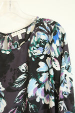 Chaus New York Purple Floral Bell Sleeve Tunic Blouse | L