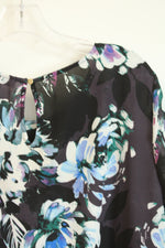 Chaus New York Purple Floral Bell Sleeve Tunic Blouse | L