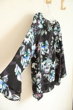 Chaus New York Purple Floral Bell Sleeve Tunic Blouse | L