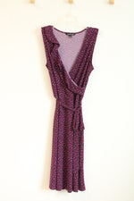 41 Hawthorn Purple Polka Dot Ruffle Wrap Dress | L
