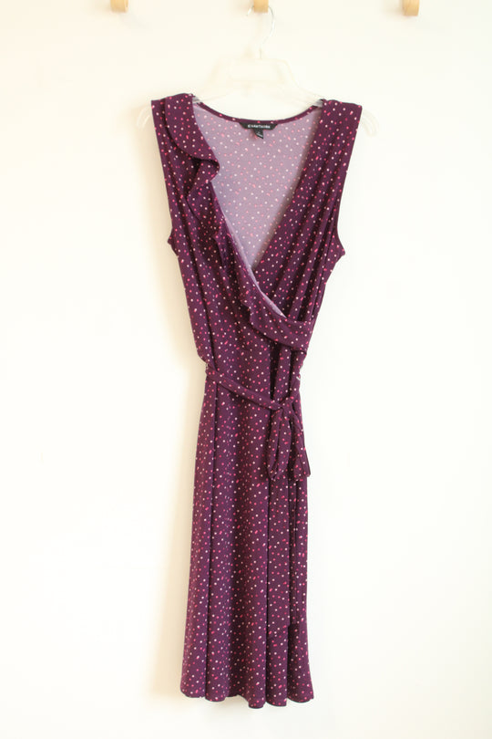 41 Hawthorn Purple Polka Dot Ruffle Wrap Dress | L