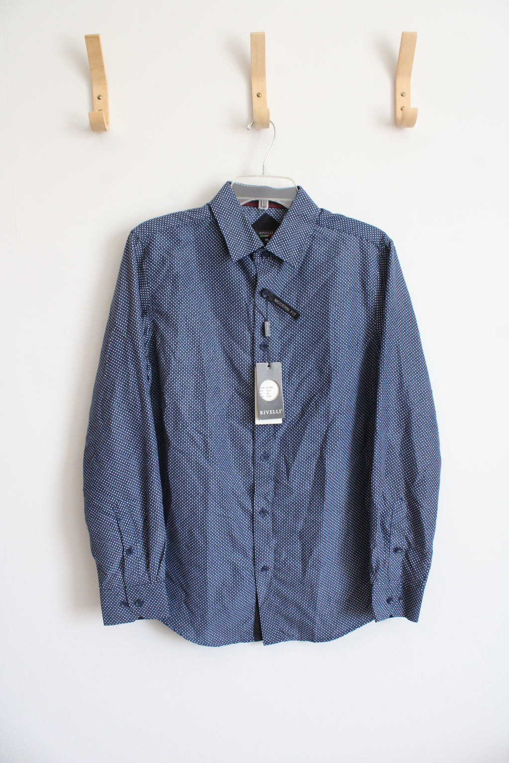 NEW Rivelli Blue & White Checkered Button Down Shirt | M