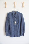 NEW Rivelli Blue & White Checkered Button Down Shirt | M