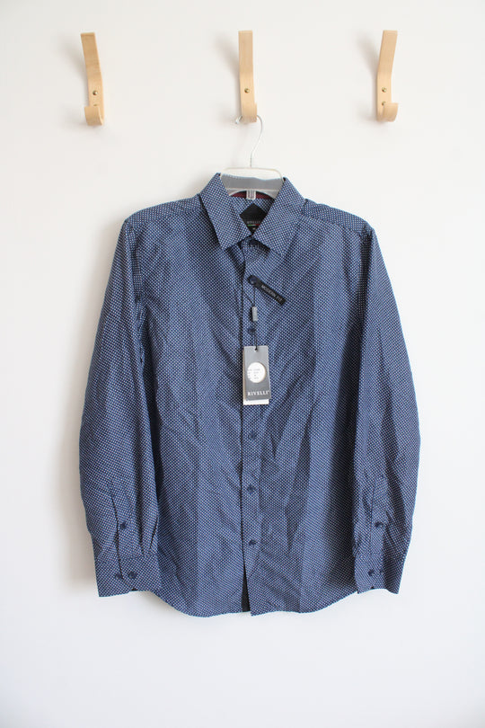 NEW Rivelli Blue & White Checkered Button Down Shirt | M