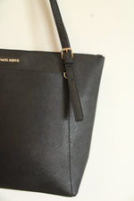 Michael Kors Black Leather Voyager Top-Zip Tote
