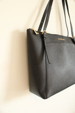 Michael Kors Black Leather Voyager Top-Zip Tote