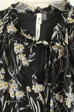 NY Collection Black Floral Flutter Sleeve Shirt | XL