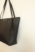 Michael Kors Black Leather Voyager Top-Zip Tote