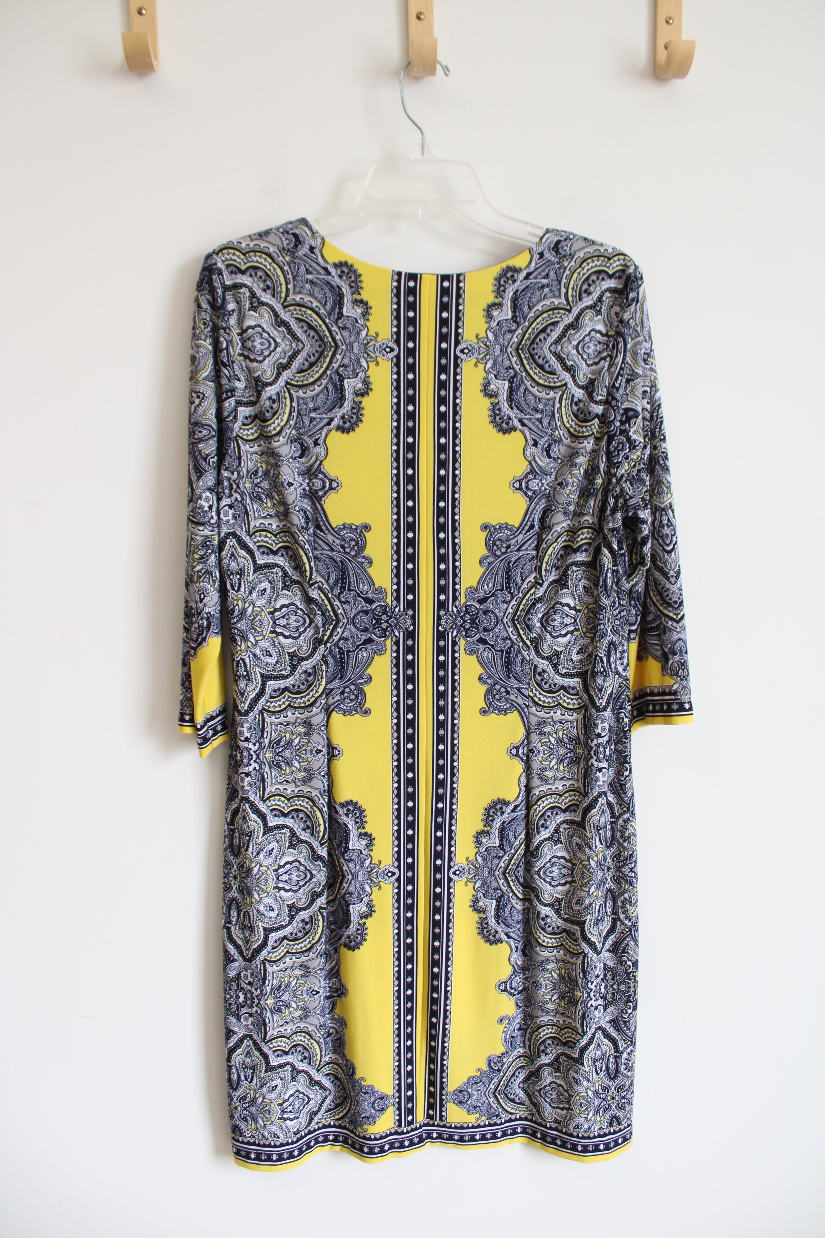 Isabel & Nina Navy Yellow & White Patterned Dress | L