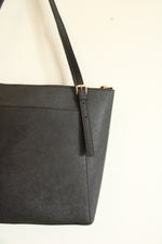 Michael Kors Black Leather Voyager Top-Zip Tote