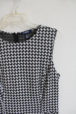 Chaps Black & White Patterned Fit & Flare Dress | 12