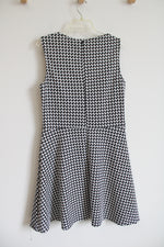 Chaps Black & White Patterned Fit & Flare Dress | 12