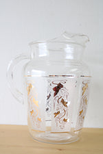 Anchor Hocking Gold Ivy Frosted Paneled Clear Glass Pitcher