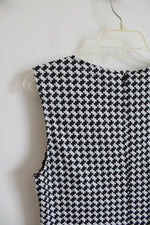 Chaps Black & White Patterned Fit & Flare Dress | 12