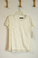 NEW Notations Lined Cream Floral Short Sleeved Top | L