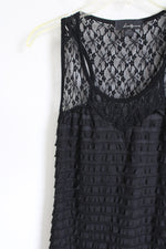 Twenty-One Black Ruffled & Lace Bodycon Dress | S Petite