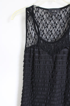 Twenty-One Black Ruffled & Lace Bodycon Dress | S Petite