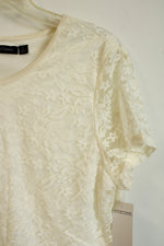 NEW Notations Lined Cream Floral Short Sleeved Top | L