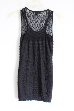 Twenty-One Black Ruffled & Lace Bodycon Dress | S Petite