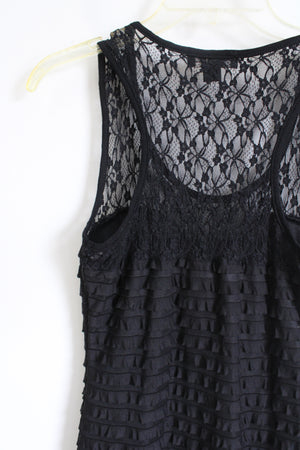 Twenty-One Black Ruffled & Lace Bodycon Dress | S Petite