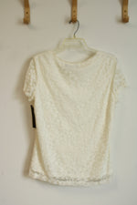NEW Notations Lined Cream Floral Short Sleeved Top | L