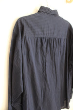 J. Crew Navy Blue Cotton Texture Striped LS Button-down Shirt | L